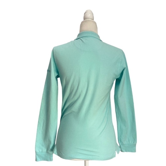 Burberry Golf Vintage Polo Shirt Top Women’s Long Sleeve Aqua Blue - Picture 6 of 12